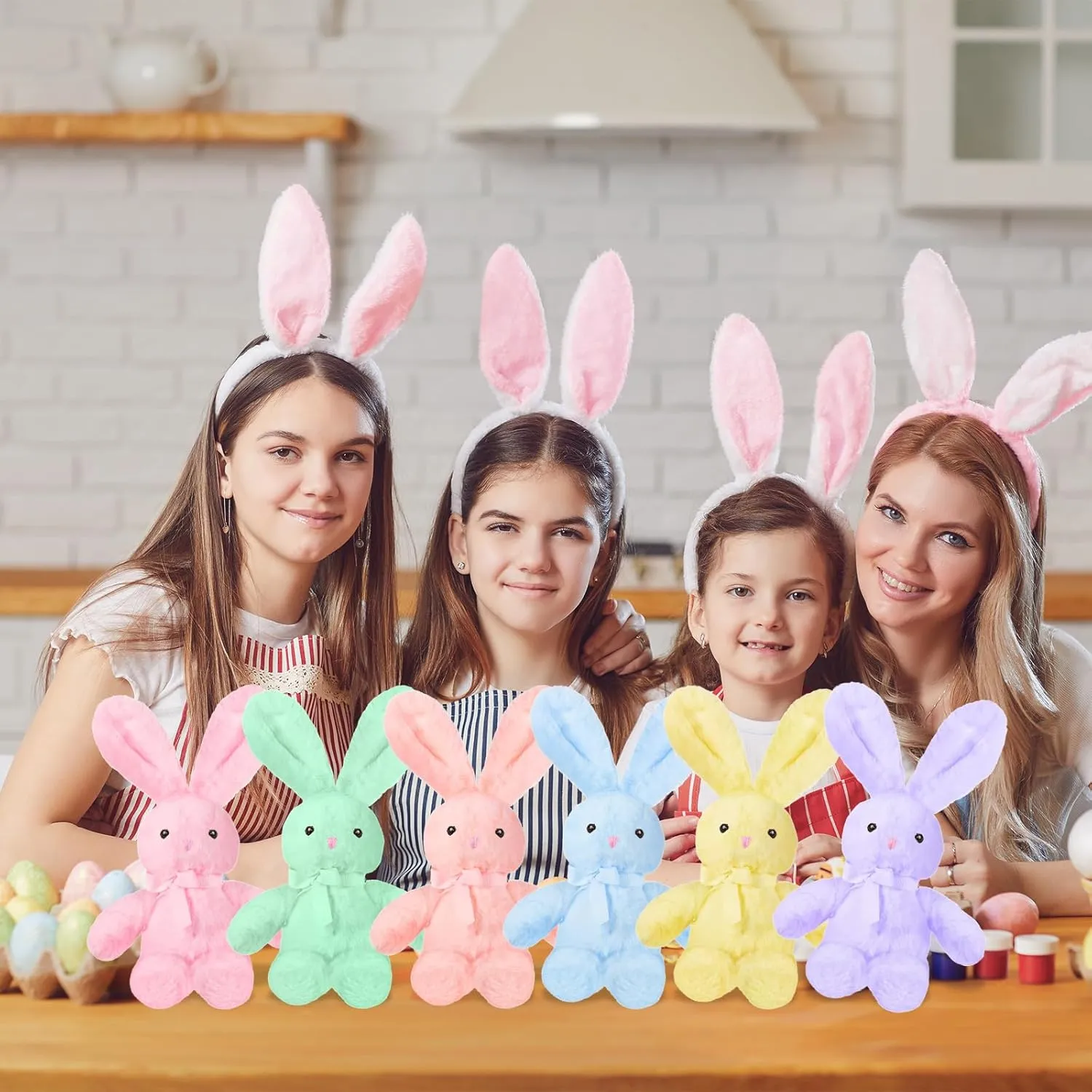 Plush Stuffed Animals cute 9.84'' Cuddly Toys Soft Plushies with Bowtie Macaron Color for Party Basket Stuffers Mother's Day Birthday Weeding Baby Shower Gifts(12 Pcs,Bunny)