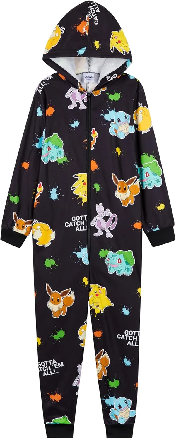 Pokemon Boys Novelty Fleece Sleepsuit, Warm Hooded Fleece - Boys Gifts