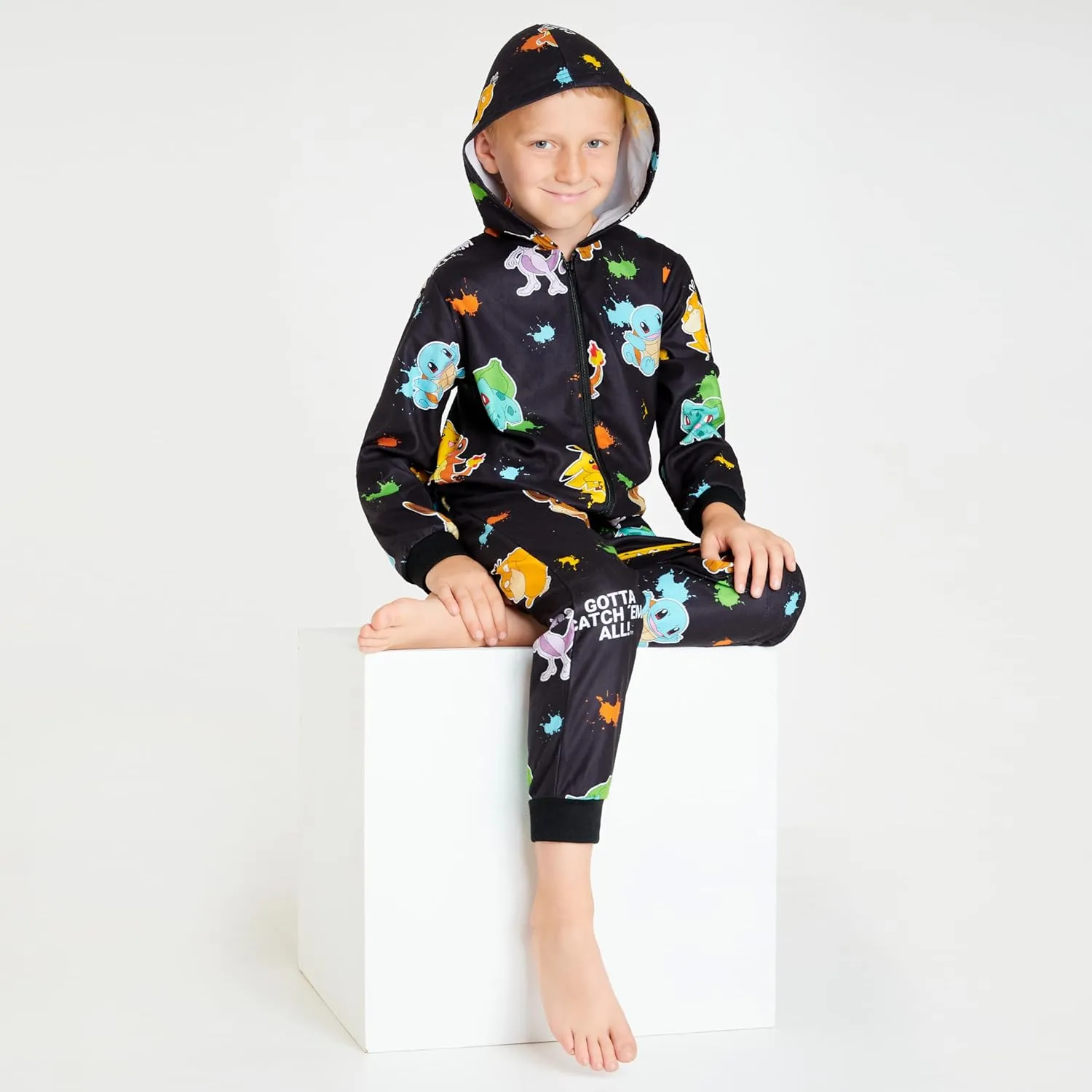 Pokemon Boys Novelty Fleece Sleepsuit, Warm Hooded Fleece - Boys Gifts