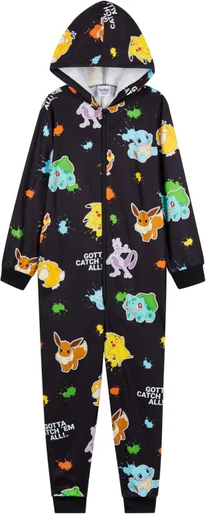 Pokemon Boys Novelty Fleece Sleepsuit, Warm Hooded Fleece - Boys Gifts