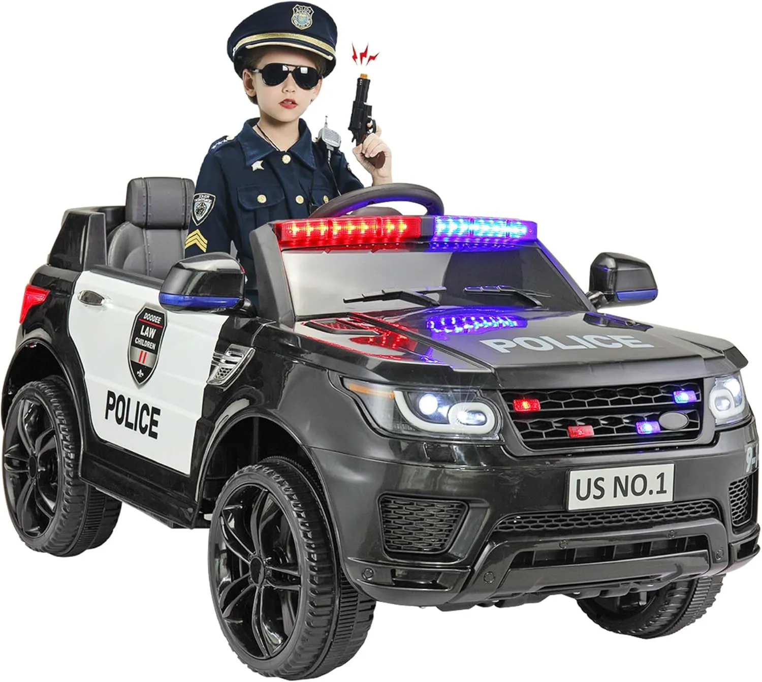 Police Car Ride On TOBBI Kid Car Cop Car for Kids to Drive with Parent Remote 12V Big Police Car Toys for Boys Toddler Electric Police Cars for Kids Ages 3-6 with Lights and Siren, Black