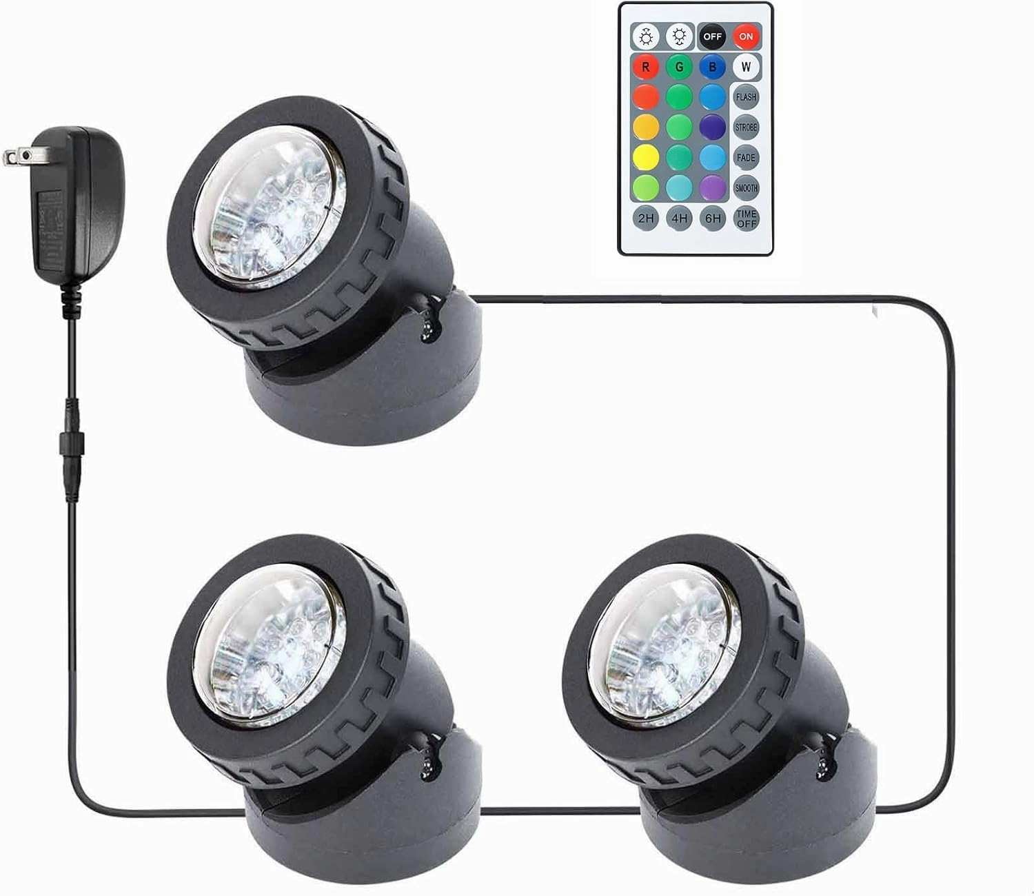 Pond Lights Underwater LED RGB Colored Fountain Lights IP68 Waterproof Spotlight Timing Adjustable Submersible Spot Lights for Fish Pond Garden Lawn Yard Waterfall (Set of 3)