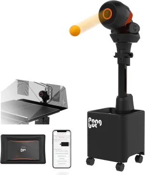 PONGBOT Table Tennis Robot with Net Ping Pong Ball Machine, Remote/APP Control, 576 Pre-saved Trajectories, Automatic Oscillation, Programmable Drills-Frequency/Ball Speed/Rotation/Landing/Hight