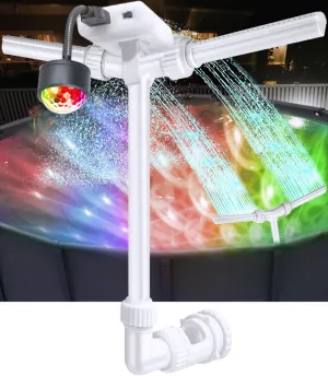 Pool Fountain for Above/In Ground Pool, Multi-Color Waterfall Sprinkler, Adjustable Dual-Spray Aerator for Cooling System, Pool Spa Replacement Parts Accessories