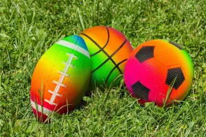 Poolmaster Rainbow Color Waterproof Sport Game Balls (Football, Basketball, Soccer Ball) for Kids (Pack of 3), Rainbow Colors (72732)