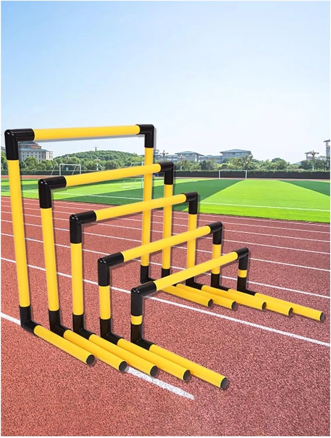Portable Adjustable Football Hurdles，Agility Training Hurdles Set of 5, Detachable Practice Hurdles for Track and Field(Yellow)