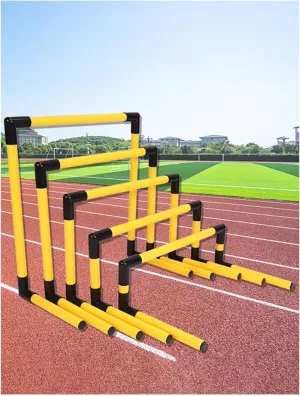Portable Adjustable Football Hurdles，Agility Training Hurdles Set of 5, Detachable Practice Hurdles for Track and Field(Yellow)
