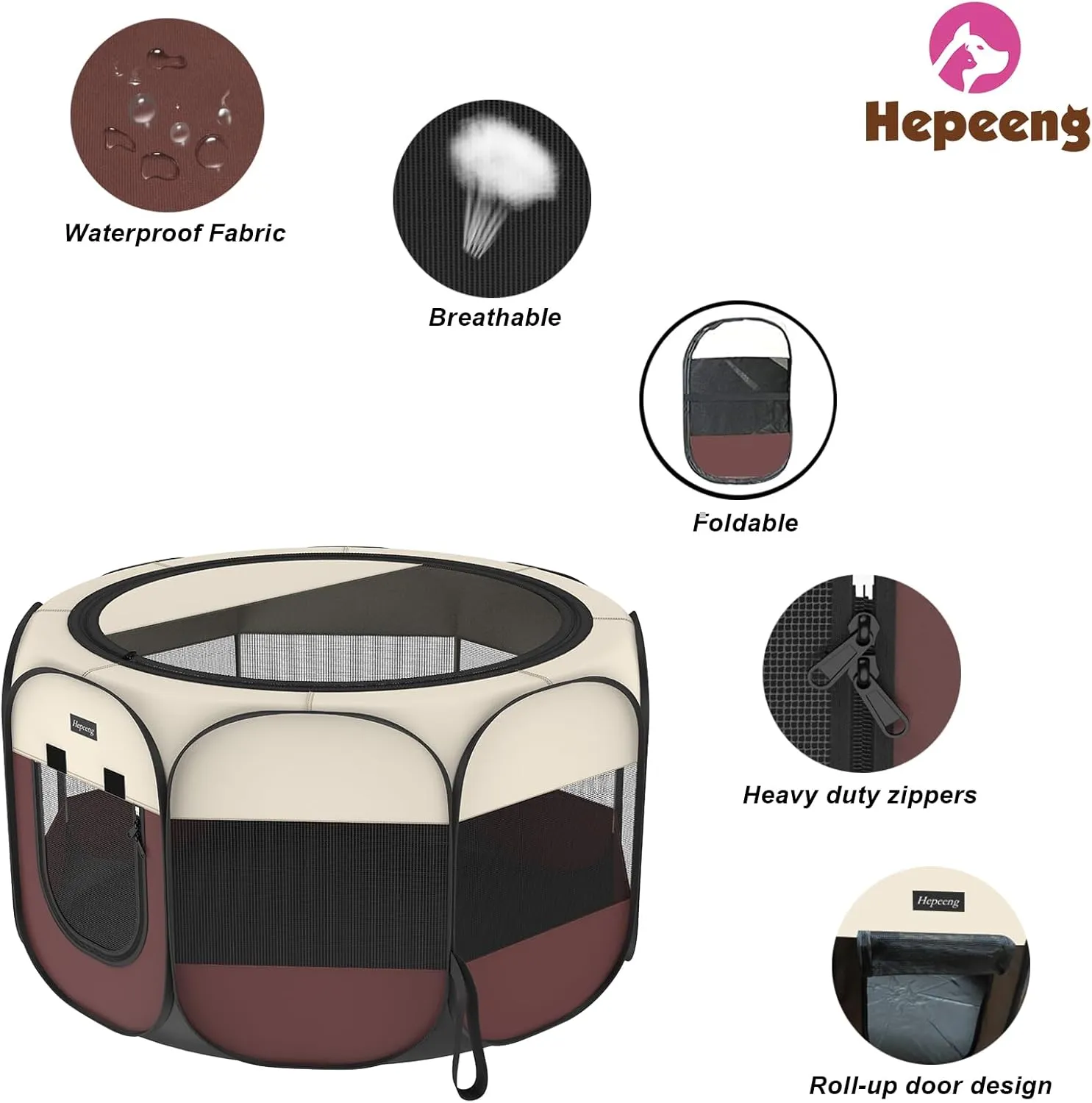 Portable Foldable Pet Dog Cat Playpen and Puppy playpen Pet Tent with Carrying Case Collapsible Travel Bowl Indoor/Outdoor Use with Water Resistant and Removable Shade Cover