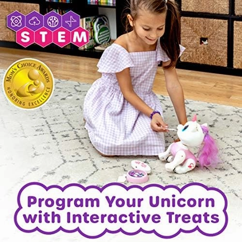 Power Your Fun Robo Pets Unicorn Toy for Girls and Boys - Remote Control Robot Toys with Interactive Hand Motion Gestures, STEM Programmable Treats, Walking, Dancing Robot Unicorn Kids Toy (Pink)