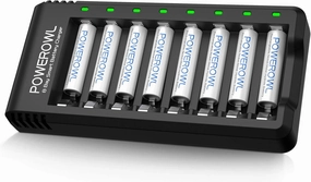 POWEROWL Rechargeable AAA Batteries with Charger, Advanced Individual Cell Battery Charger, High Capacity Low Self Discharge Ni-MH Triple A Batteries -Qty8