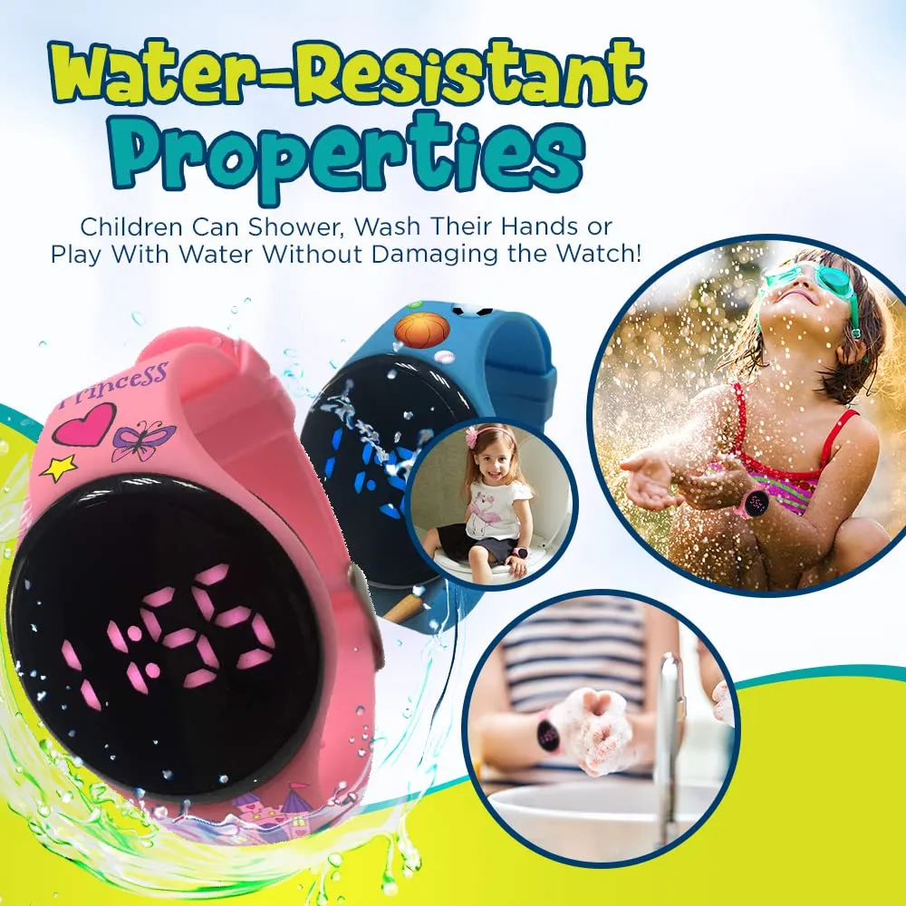 Premium Potty Training Watch - Toilet Training Timer - Rechargeable Water Resistant Digital Watch Reminder to Go Potty Vibrates and Plays Music Keeps Your Child Entertained at Potty Time