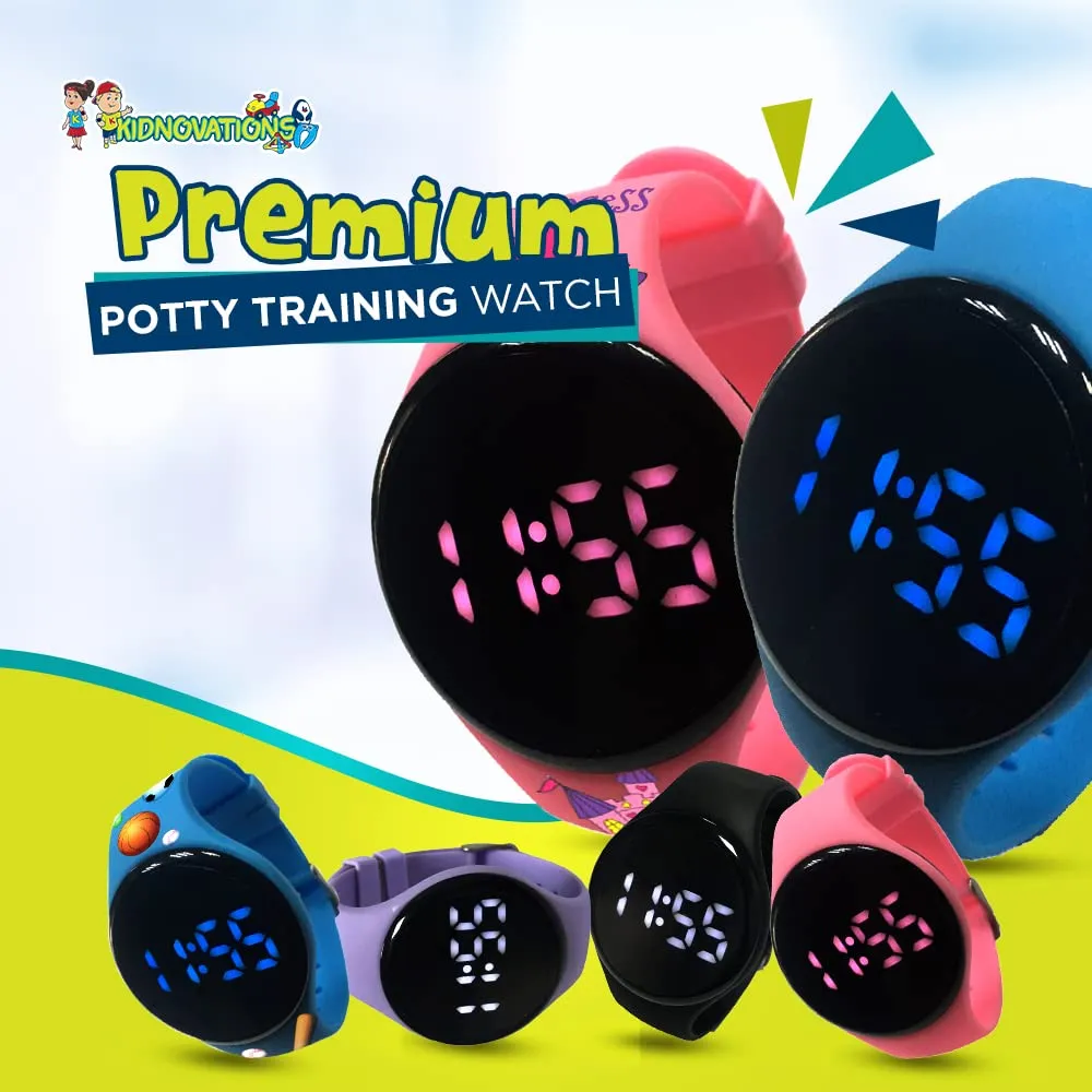 Premium Potty Training Watch - Toilet Training Timer - Rechargeable Water Resistant Digital Watch Reminder to Go Potty Vibrates and Plays Music Keeps Your Child Entertained at Potty Time