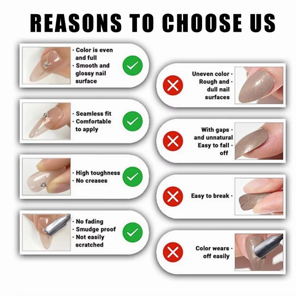 Press On Nails - Handmade 3D Oval Nails, Artistic Design, Reusable Thick Acrylic and Muti-Layer Gel False Nails, DIY Art Decorate with Set