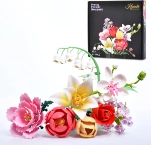 Pretty Flower Bouquet Building Set for Adults, Artificial Flower Set for Home Decor, Botanical-Themed Gift for Valentine's Day, Mother's Day, 517 Pieces (NO VASE)