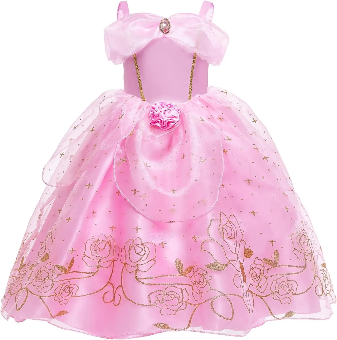 Princess Aurora Costume for Girls Birthday Party Outfit Halloween Cosplay Dress up with Accessories for 3T