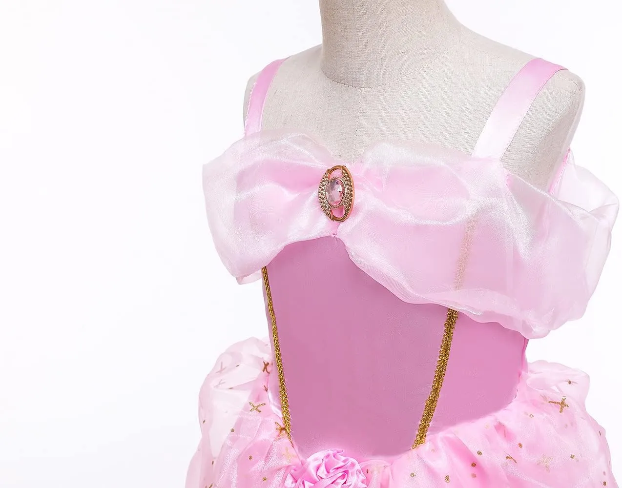Princess Aurora Costume for Girls Birthday Party Outfit Halloween Cosplay Dress up with Accessories for 3T
