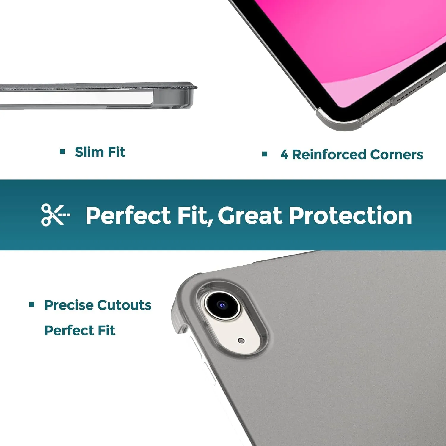 ProCase for iPad (A16) 11th Generation 11 Inch 2025/ iPad 10th Generation 10.9 Inch 2022 Case, Slim Smart Cover with Translucent Hard Shell Back, Supports Touch ID, Auto Wake/Sleep -Grey