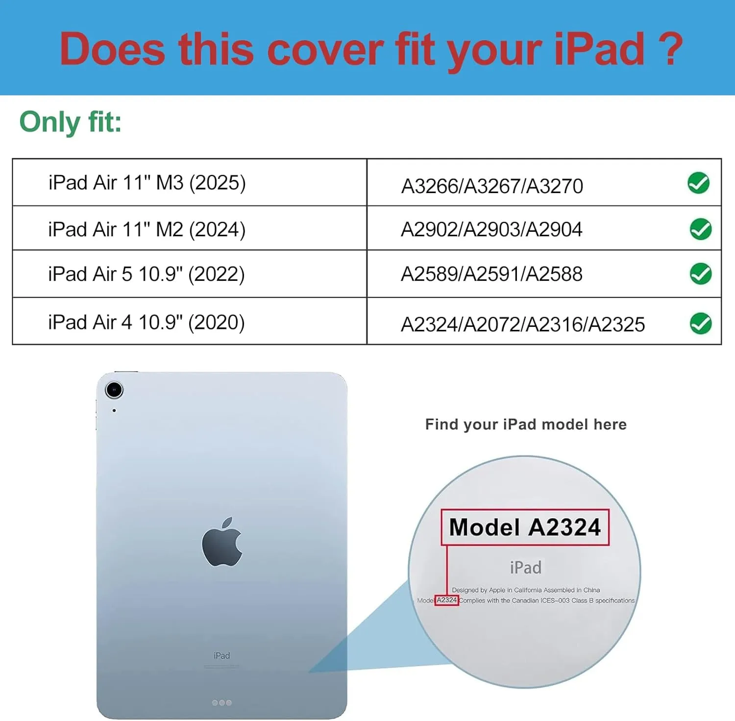 ProCase Smart Case for iPad Air 11-inch M3 M2 2025 2024/10.9 Air 5th 4th Generation 2022 2020, Protective Cover for Air 5 4 -Airblue