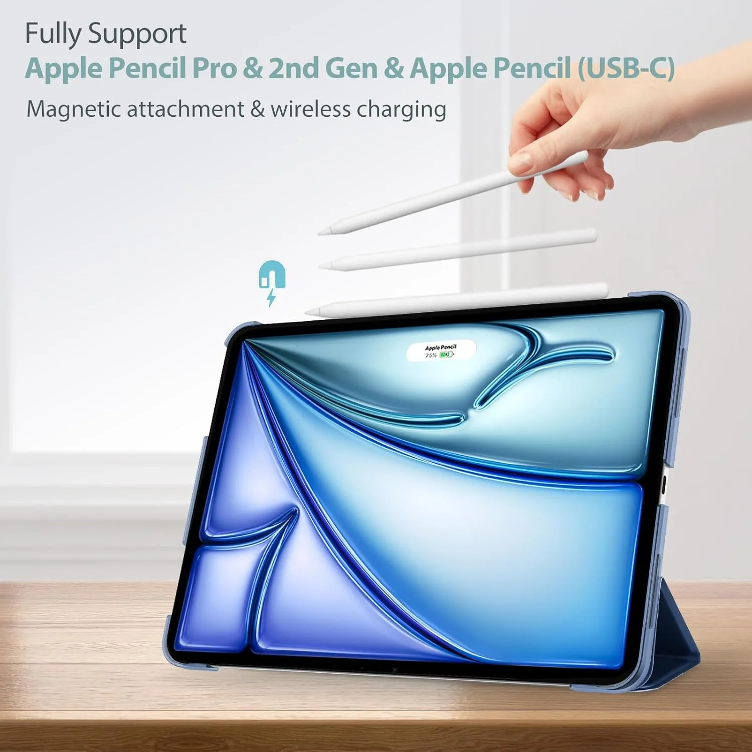 ProCase Smart Case for iPad Air 11-inch M3 M2 2025 2024/10.9 Air 5th 4th Generation 2022 2020, Protective Cover for Air 5 4 -Darkblue