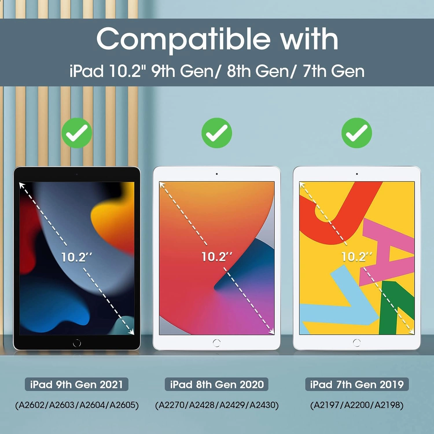 ProCase for iPad 9th Generation 2021/ iPad 8th Generation 2020/ iPad 7th Generation 2019 Case, 10.2 iPad Case iPad Cover 9th Generation -Aqua