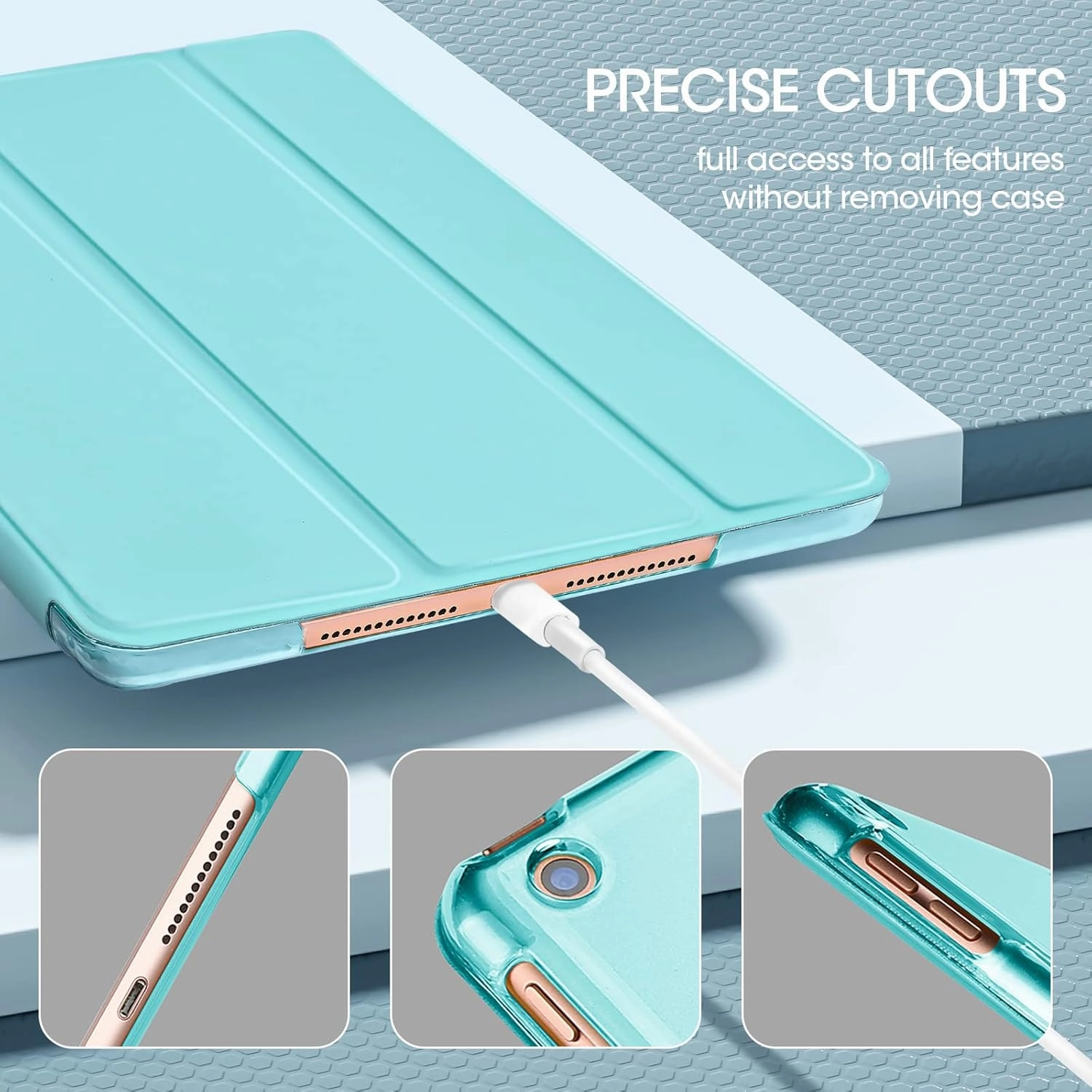 ProCase for iPad 9th Generation 2021/ iPad 8th Generation 2020/ iPad 7th Generation 2019 Case, 10.2 iPad Case iPad Cover 9th Generation -Aqua