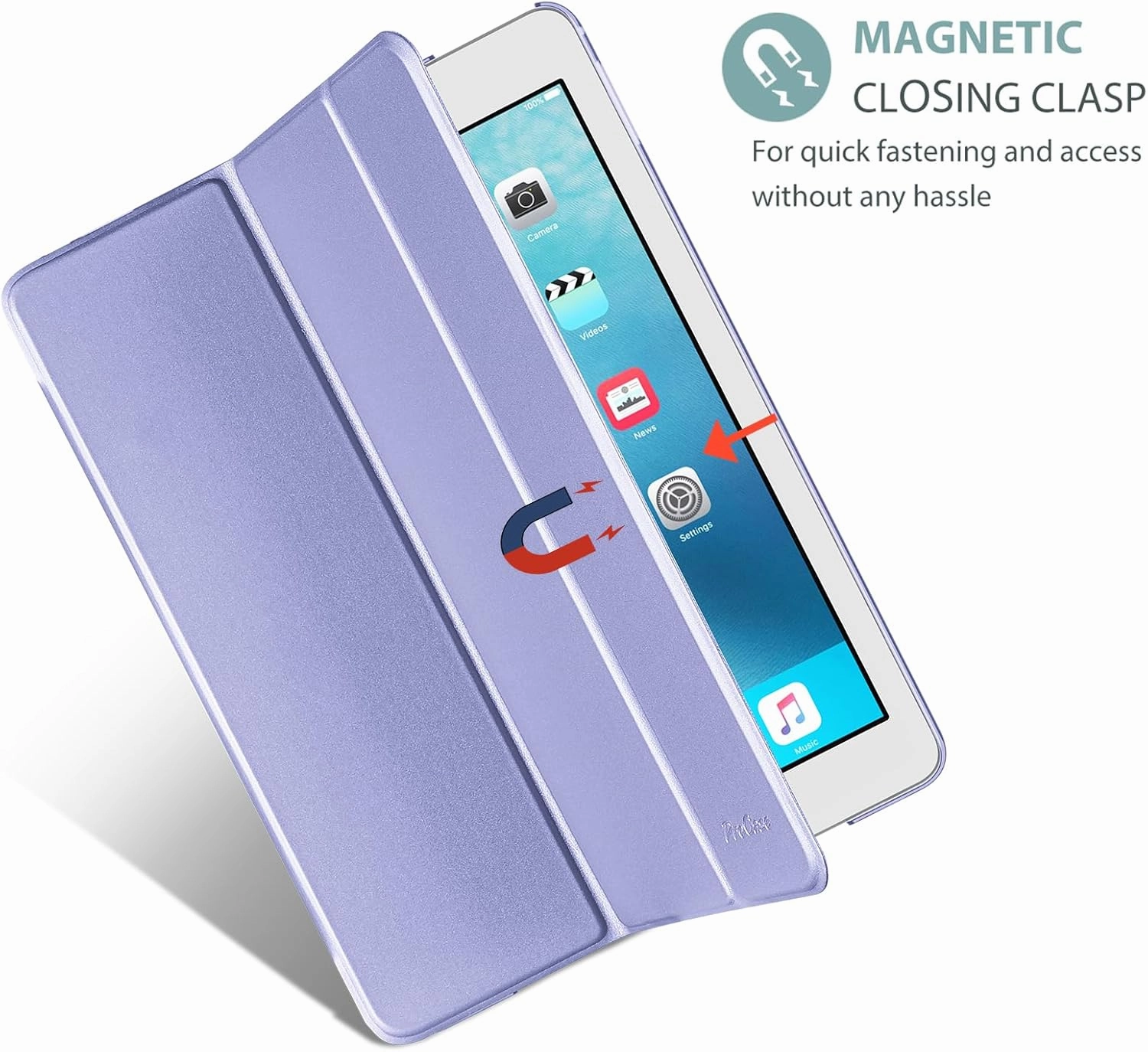 ProCase Smart Case for iPad Pro 9.7 Inch 2016, Ultra Slim Lightweight Stand Smart Case Shell with Translucent Frosted Back Cover for iPad Pro 9.7 Inch (A1673 A1674 A1675) -Lightpurple