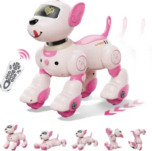 Programmable Robot Dog Toy with Voice Control for Kids, 2.4GHz Remote Control Robot Pet with Touch Sensors, Remote Control Dog Toy Over 20  Responses, Robot Birthday Gift Toy for Girls