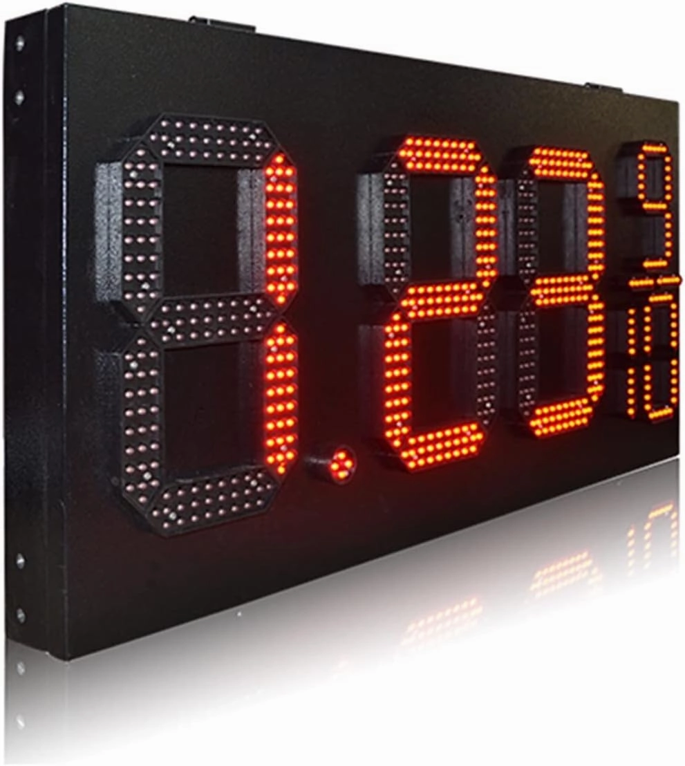 Protable Gym Timer 12 INCH RED Rainproof 8.88 Format 9/10 Gas Station Led Sign Wall Mounted Gas Station Oil Price Label Price Screen Outdoor Digital Visibility (3 Digit Countdown 1)