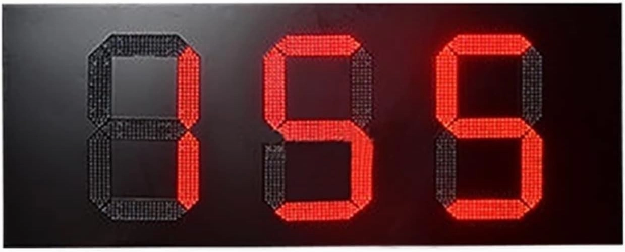 Protable Gym Timer 12 INCH RED Rainproof 8.88 Format 9/10 Gas Station Led Sign Wall Mounted Gas Station Oil Price Label Price Screen Outdoor Digital Visibility (3 Digit Countdown 1)