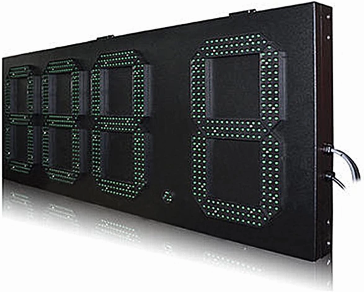 Protable Gym Timer Outdoor Rainproof Iron Box high Brightness Green 12 inch 888.8 Format Remote Control Gas Station Digital Sign led Price Plate Outdoor Digital Visibility (8 Inch Scoreboard)