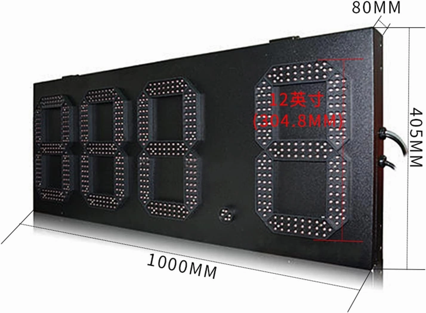 Protable Gym Timer Rainproof Iron Box 12 Inch High Brightness Red 888.8 Format Digital LED Gasoline Price Dis-Play 7-Segment LED Digital Signboard Outdoor Digital Visibility (8 Inch Scoreboard 1)