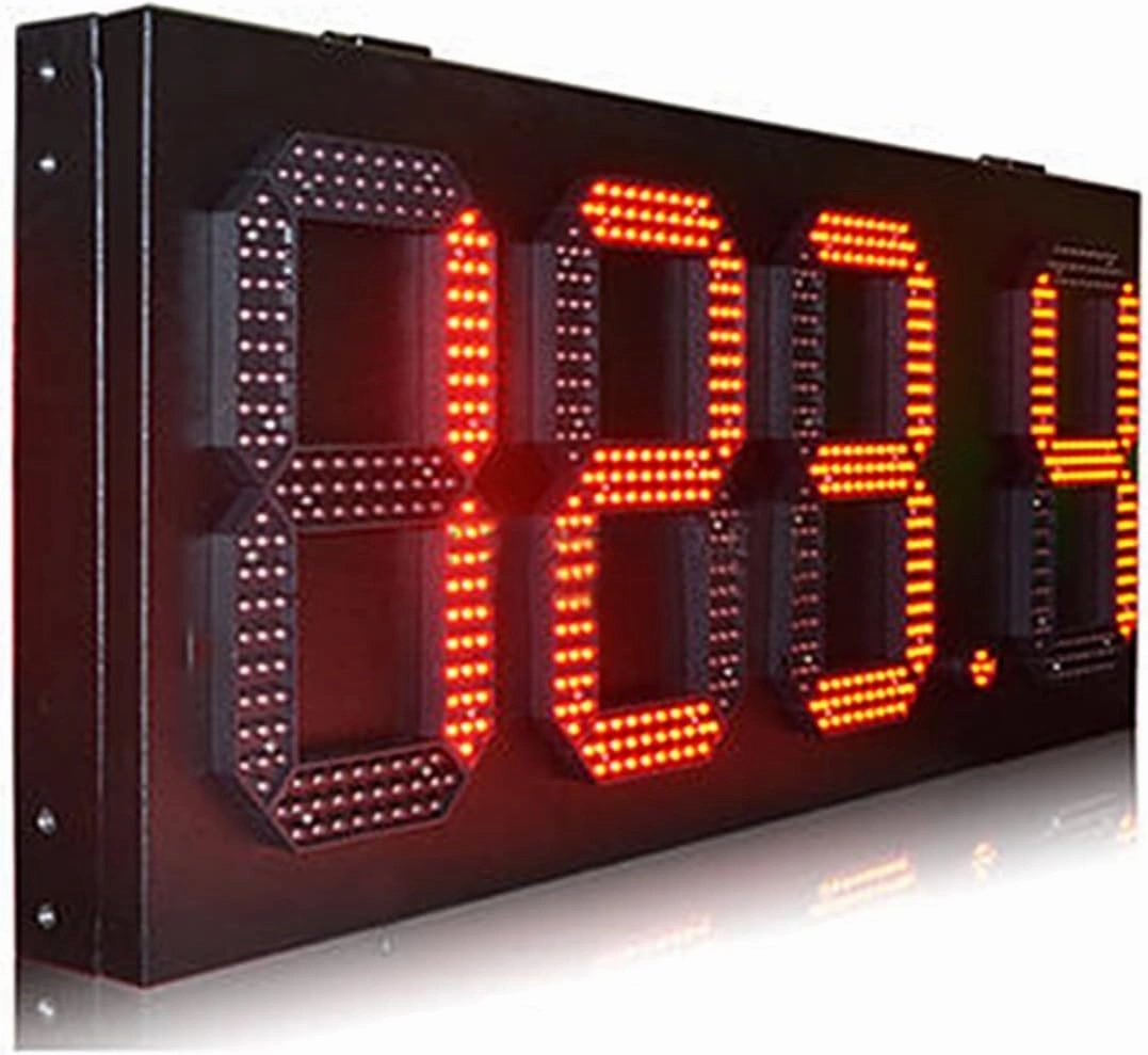 Protable Gym Timer Rainproof Iron Box 12 Inch High Brightness Red 888.8 Format Digital LED Gasoline Price Dis-Play 7-Segment LED Digital Signboard Outdoor Digital Visibility (8 Inch Scoreboard 1)