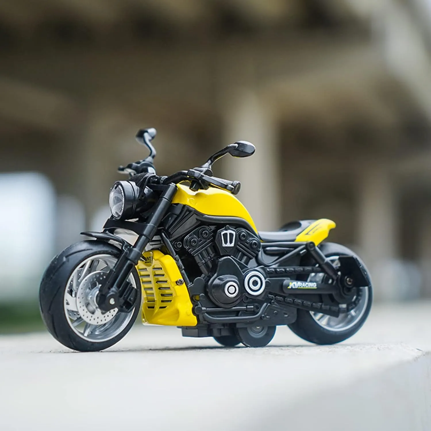 Pull Back Motorcycle Toys - Toy Motorcycle with Flashing Light up and Sounds for Aged 3  Kids Christmas Birthday Gifts. (Yellow)