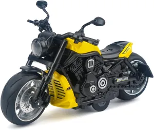 Pull Back Motorcycle Toys - Toy Motorcycle with Flashing Light up and Sounds for Aged 3  Kids Christmas Birthday Gifts. (Yellow)