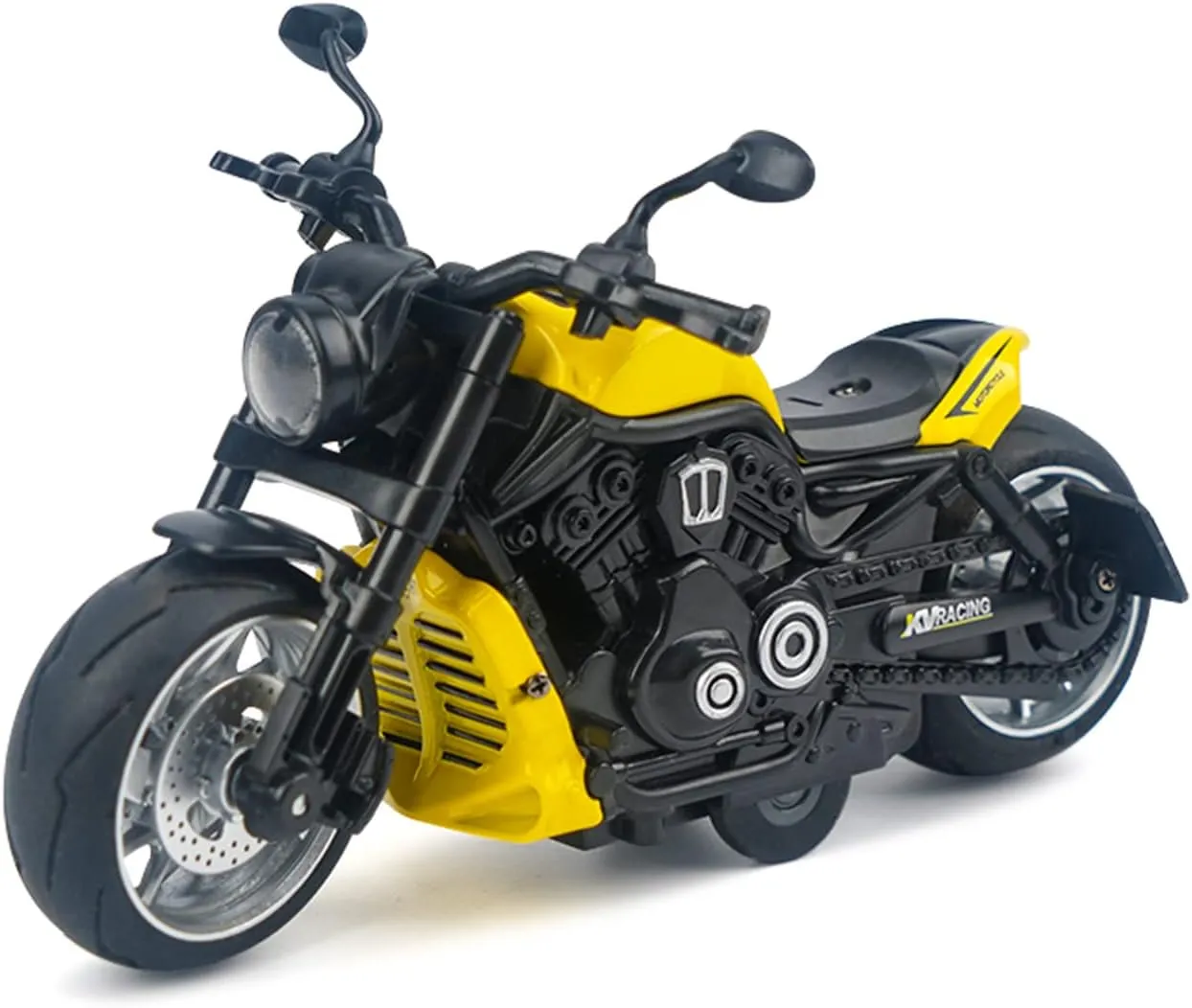 Pull Back Motorcycle Toys - Toy Motorcycle with Flashing Light up and Sounds for Aged 3  Kids Christmas Birthday Gifts. (Yellow)