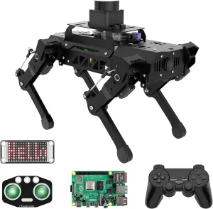PuppyPi Robot Dog for Raspberry Pi, ROS Open Source TOF Lidar AI Vision Quadruped Bionic Smart Robot Kit OpenCV Linux Python Programmable Face Color Recognition Navigation, with RPi 4B 4GB