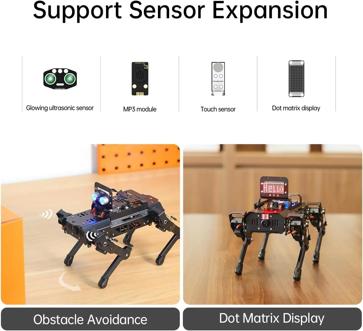 PuppyPi Robot Dog for Raspberry Pi, ROS Open Source TOF Lidar AI Vision Quadruped Bionic Smart Robot Kit OpenCV Linux Python Programmable Face Color Recognition Navigation, with RPi 4B 4GB