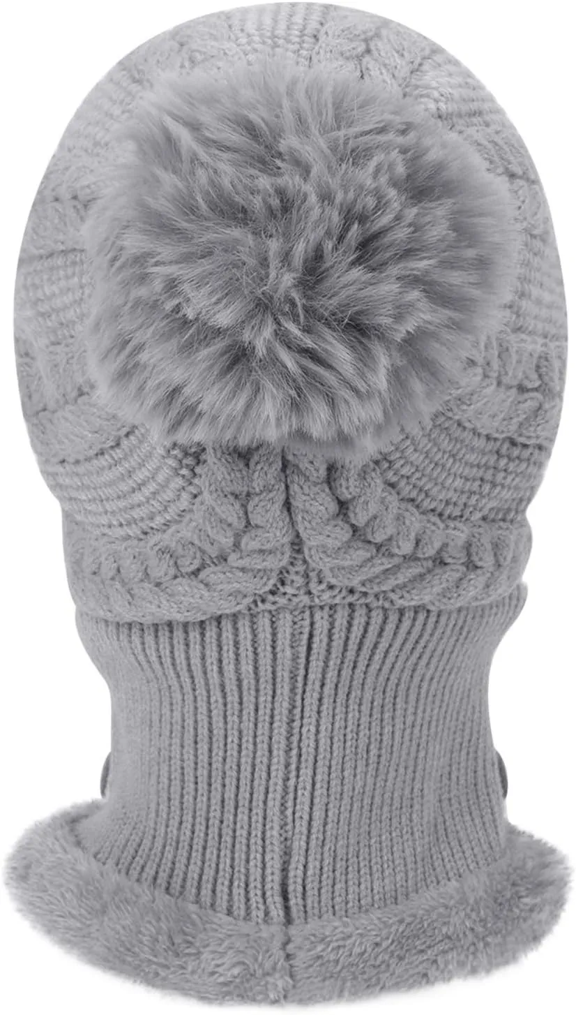 PURFUN 3 in 1 Women Winter Fleece Liner Knit Beanie Neck Gaiter Removable Face Bandana