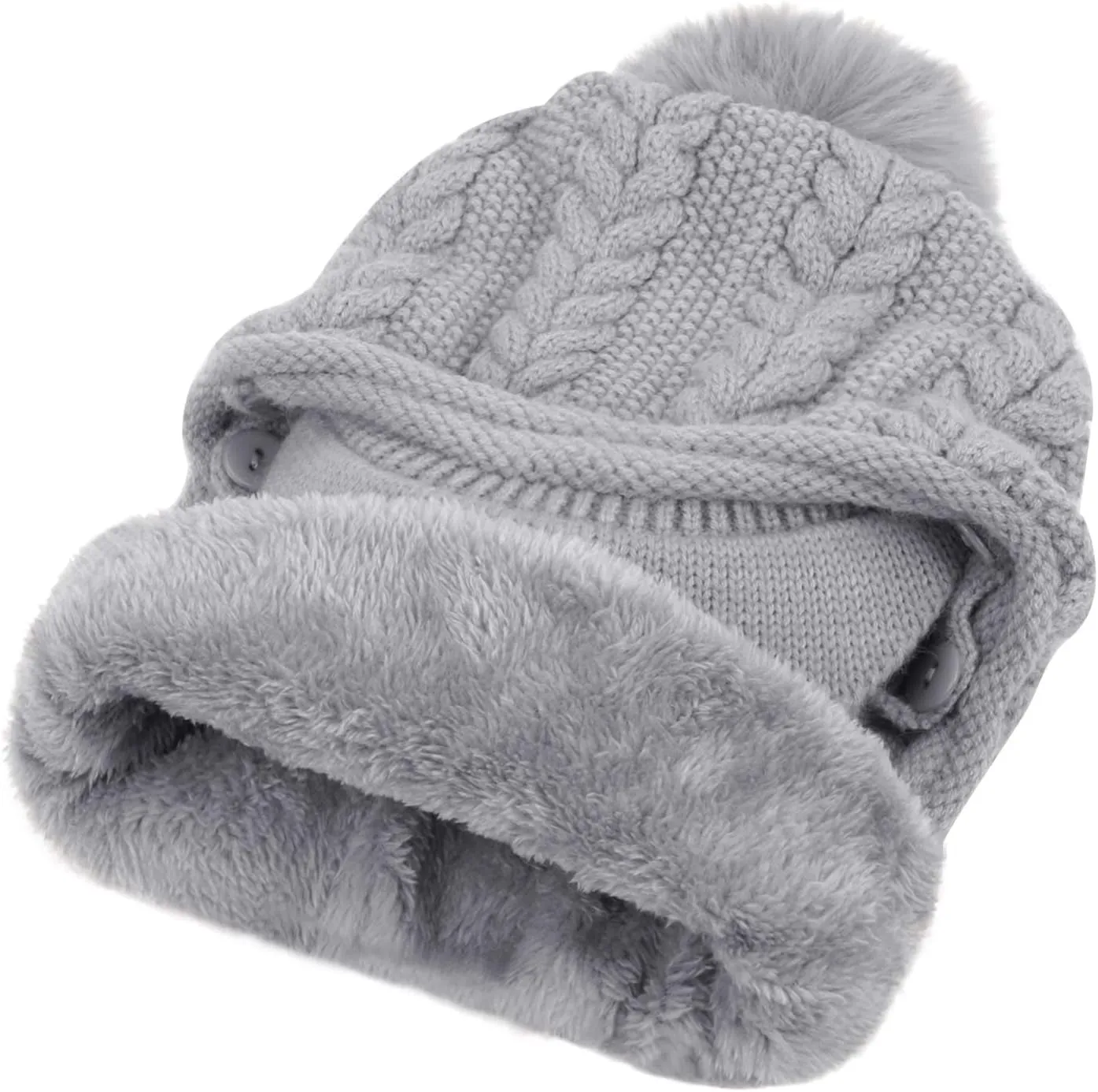 PURFUN 3 in 1 Women Winter Fleece Liner Knit Beanie Neck Gaiter Removable Face Bandana