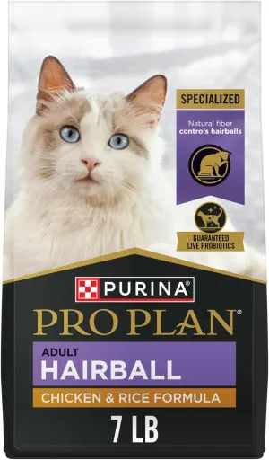 Purina Pro Plan Adult Hairball Control Cat Food Chicken and Rice Formula - 7 Pound (Pack of 1)