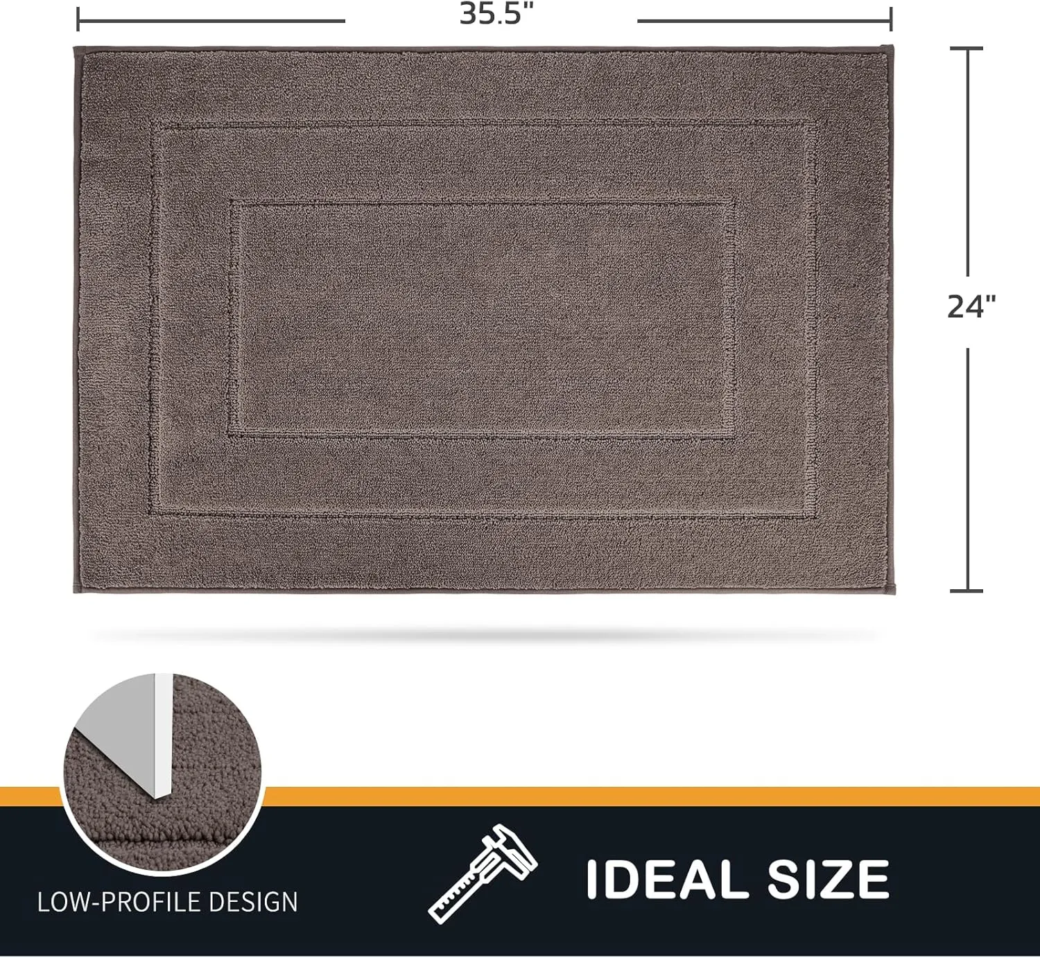 PURRUGS Dirt Trapper Door Mat 24" x 35.5", Non-Slip/Skid Machine Washable Entryway Rug, Dog Doormat, Super Absorbent Welcome Mat for Muddy Wet Shoes and Paws, Grayish Brown