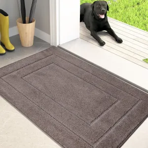 PURRUGS Dirt Trapper Door Mat 24" x 35.5", Non-Slip/Skid Machine Washable Entryway Rug, Dog Doormat, Super Absorbent Welcome Mat for Muddy Wet Shoes and Paws, Grayish Brown