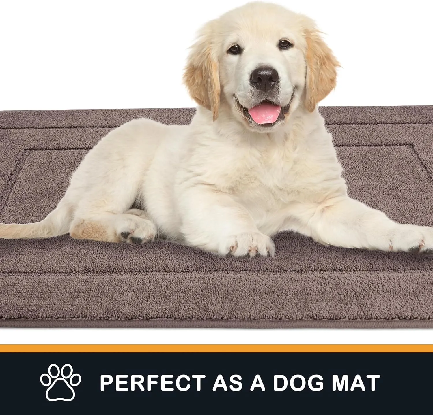 PURRUGS Dirt Trapper Door Mat 24" x 35.5", Non-Slip/Skid Machine Washable Entryway Rug, Dog Doormat, Super Absorbent Welcome Mat for Muddy Wet Shoes and Paws, Grayish Brown