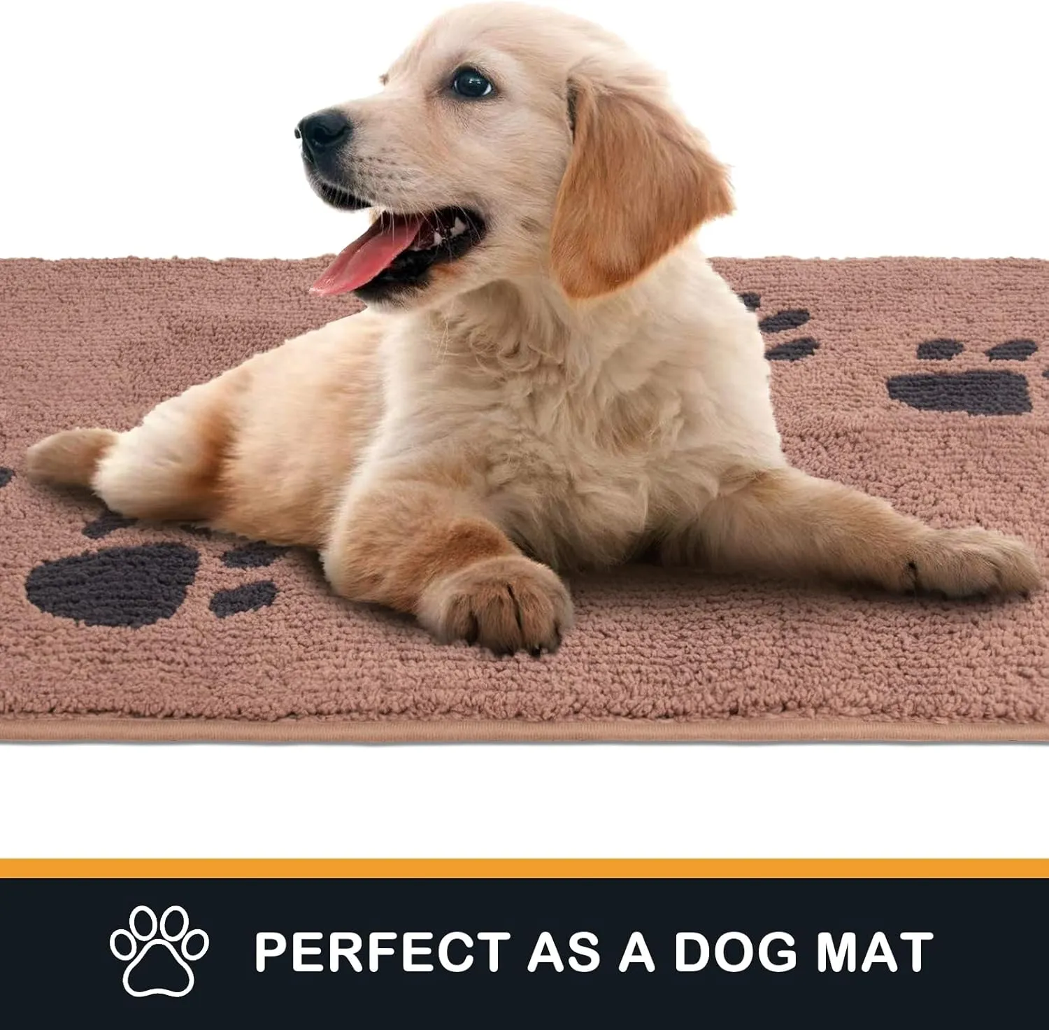 PURRUGS Dirt Trapper Door Mat 32" x 47", Non-Skid/Slip Machine Washable Microfiber Entrance Rug, Shoes Scraper, Dog Doormat, Super Absorbent Floor Mat for Muddy Wet Shoes and Paws, Light Brown