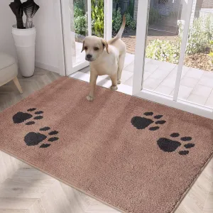 PURRUGS Dirt Trapper Door Mat 32" x 47", Non-Skid/Slip Machine Washable Microfiber Entrance Rug, Shoes Scraper, Dog Doormat, Super Absorbent Floor Mat for Muddy Wet Shoes and Paws, Light Brown