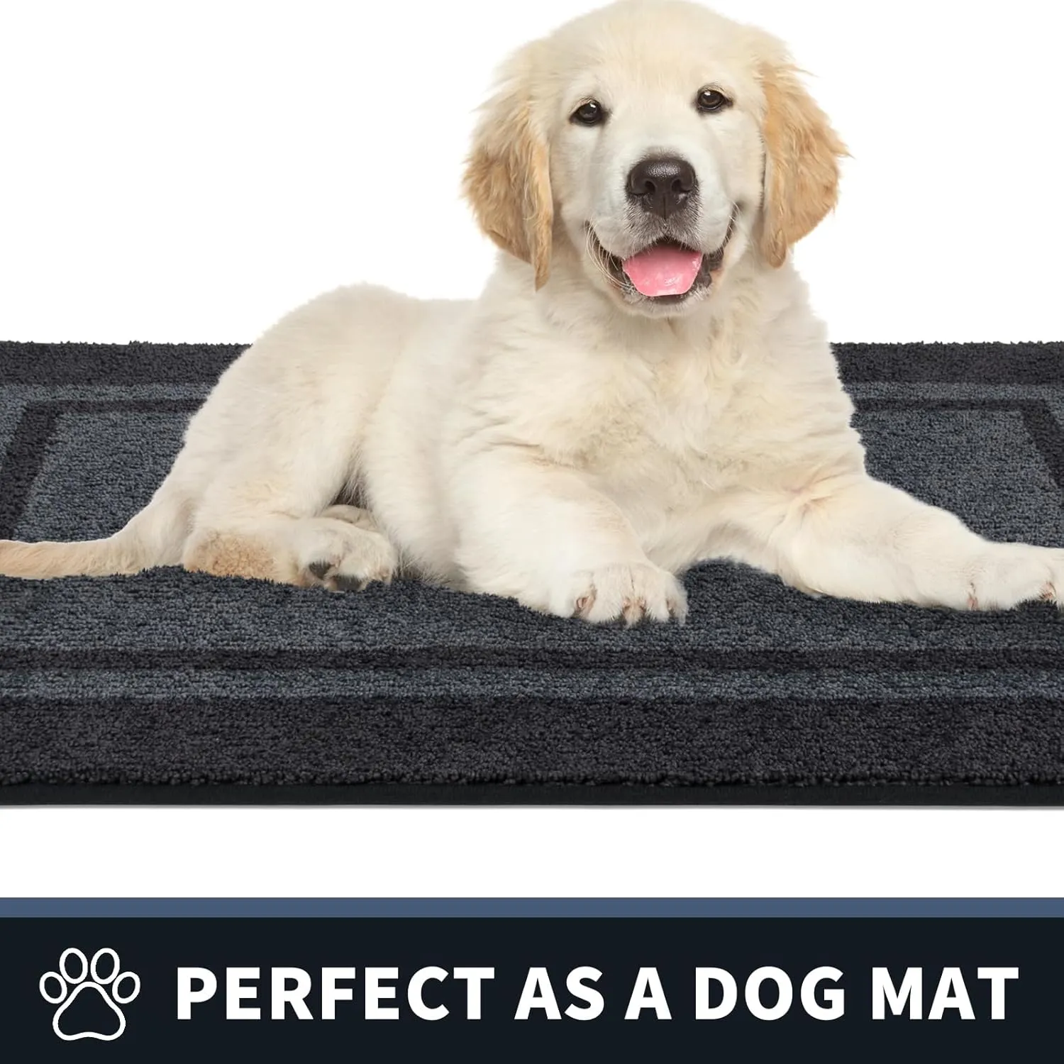 PURRUGS Dirt Trapper Door Mat 34" x 60", Non-Slip/Skid Machine Washable Entryway Rug, Shoes Scraper, Area Rug, Super Absorbent Welcome Mat for Muddy Wet Shoes and Paws, Bluish Grey & Charcoal