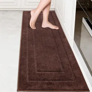 PURRUGS Machine Washable Kitchen Runner Rug 24" x 70", Non-Slip/Skid Hallway Runner Rug, Super Absorbent Soft Area Rug for Kitchen, Hallway & Laundry, Rolled Packaging, Brown