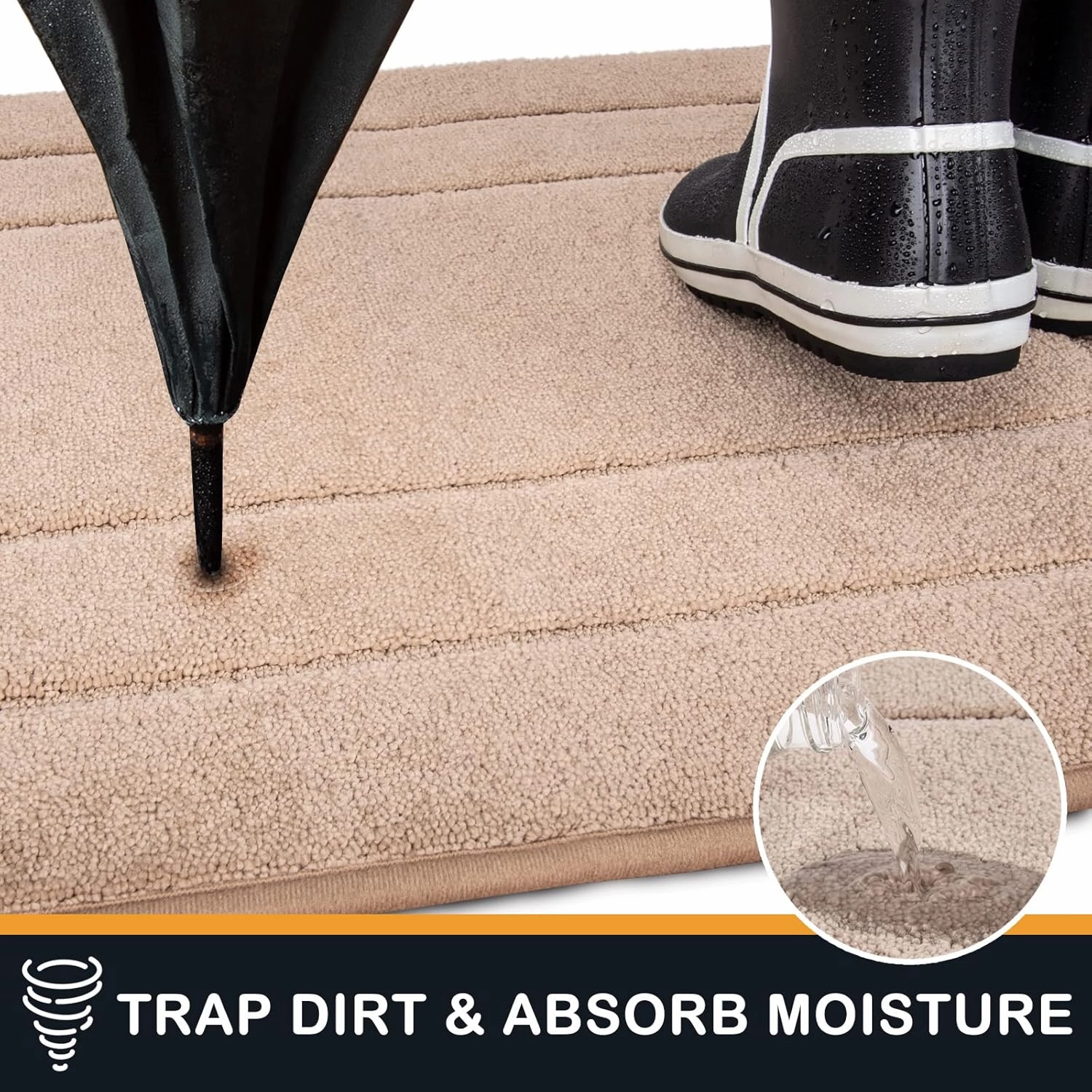 PURRUGS Dirt Trapper Door Mat 20" x 31.5", Non-Slip/Skid Machine Washable Entryway Rug, Dog Doormat, Super Absorbent Welcome Mat for Muddy Wet Shoes and Paws, Beige