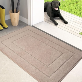 PURRUGS Dirt Trapper Door Mat 20" x 31.5", Non-Slip/Skid Machine Washable Entryway Rug, Dog Doormat, Super Absorbent Welcome Mat for Muddy Wet Shoes and Paws, Beige