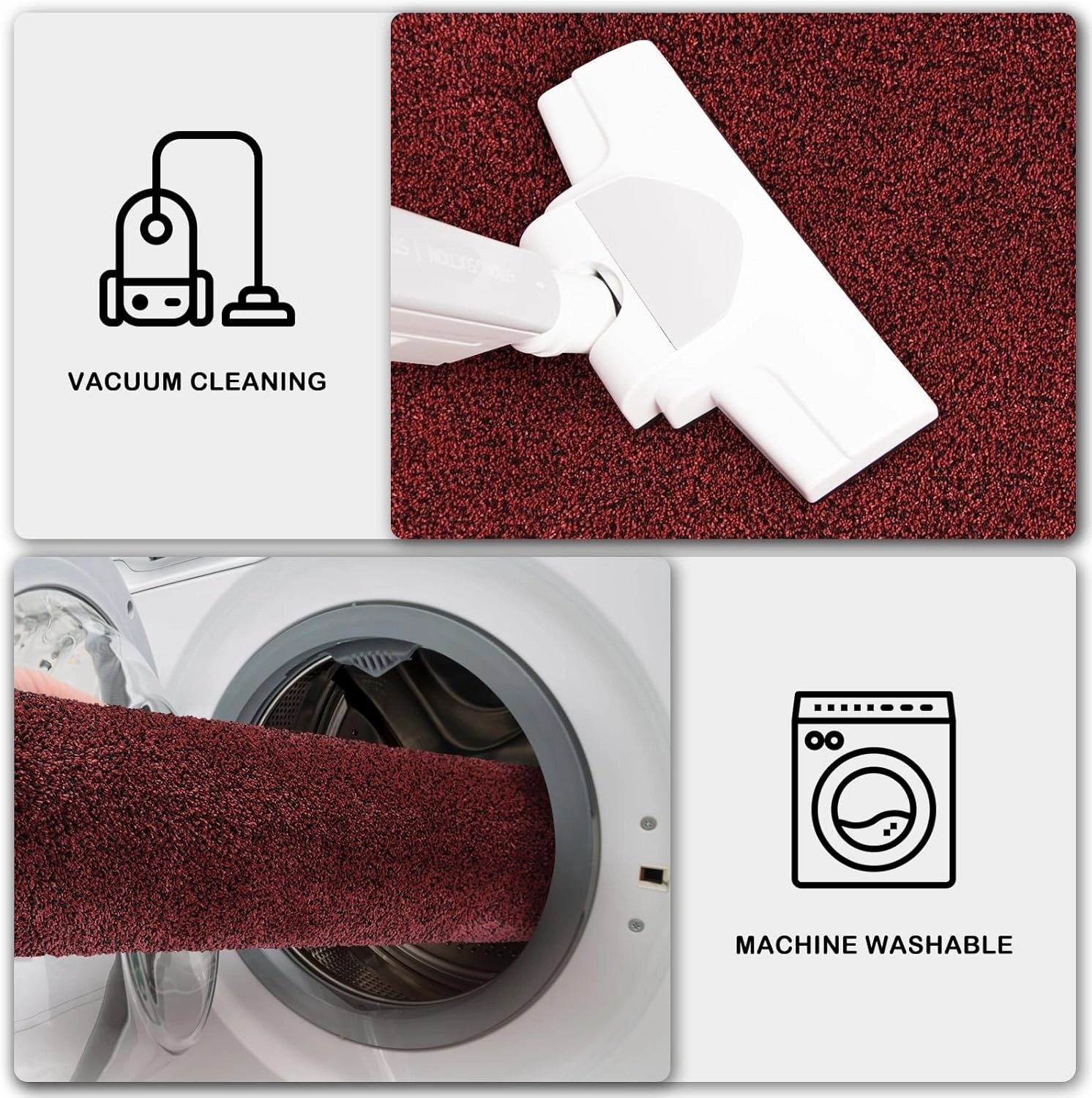 PURRUGS Dirt Trapper Door Mat 24" x 35.5", Non-Slip Machine Washable Entry Rug, Shoe Scraper, Super Absorbent Welcome Mat for Front & Back Door, Muddy Shoes & Paws, Burgundy Red-Black